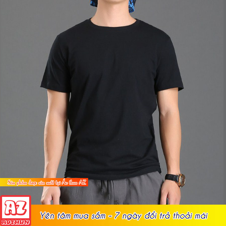 AOTHUNAZ - Áo thun trơn cotton nam màu đen - Chất vải mềm mại thoáng mát