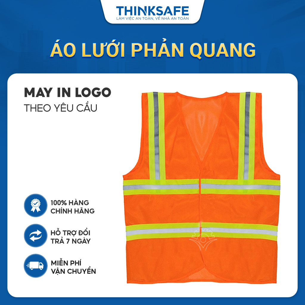 Áo phản quang vải lưới vải thoáng mát, mỏng nhẹ chuyên dùng cho công nghiệp, nhận may, in ấn theo yêu cầu - Thinksafe