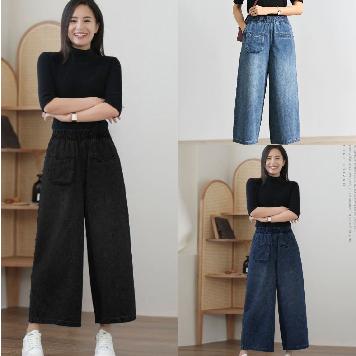 Quân jaen bò túi hộp ống suông dáng rộng cho nữ [m17] quần áo Huyền Anh