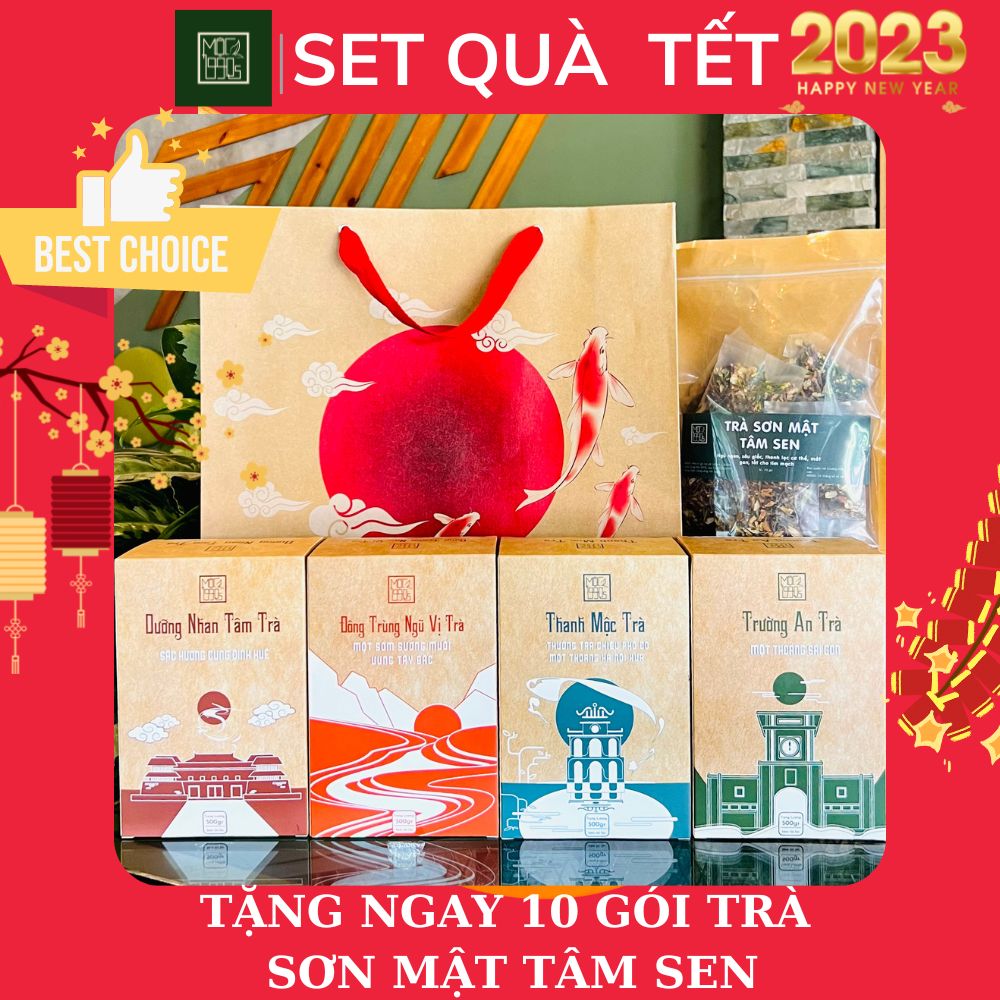 Set quà tặng tứ vị thanh trà – đoàn viên từ mộc 1990s