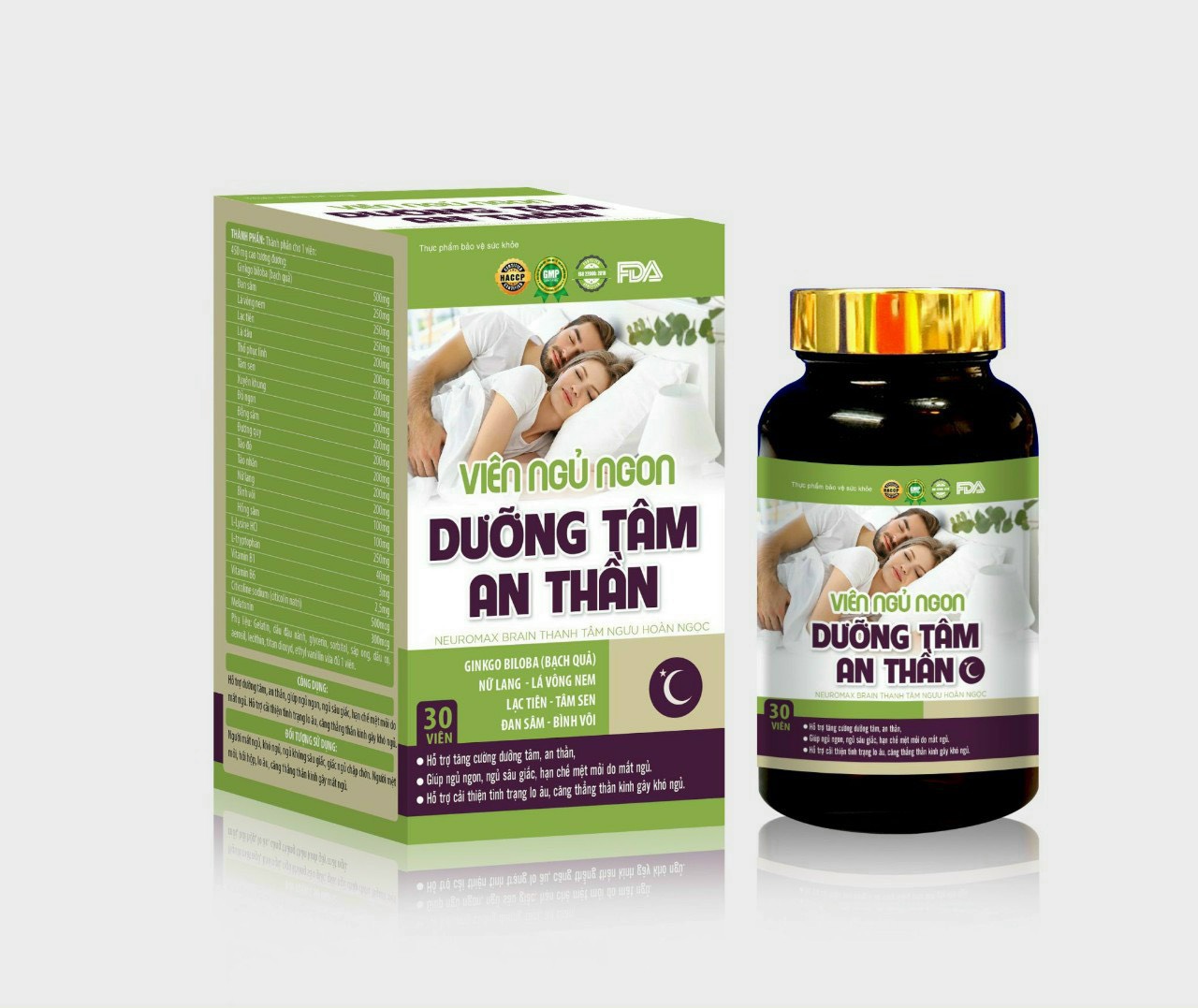 Viên uống ngủ ngon dưỡng tâm an hỗ trợ dưỡng tâm an thần, giảm căng thẳng, giúp ăn ngủ ngon và sâu giấc, hộp 30 viên - t&t pharma