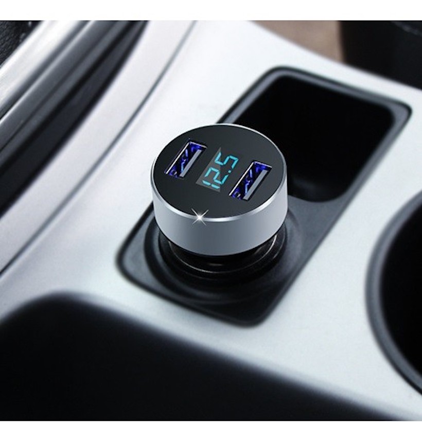 Tẩu sạc ô tô xe hơi hyundai hy-36c có đèn led báo điện áp với 2 cổng usb