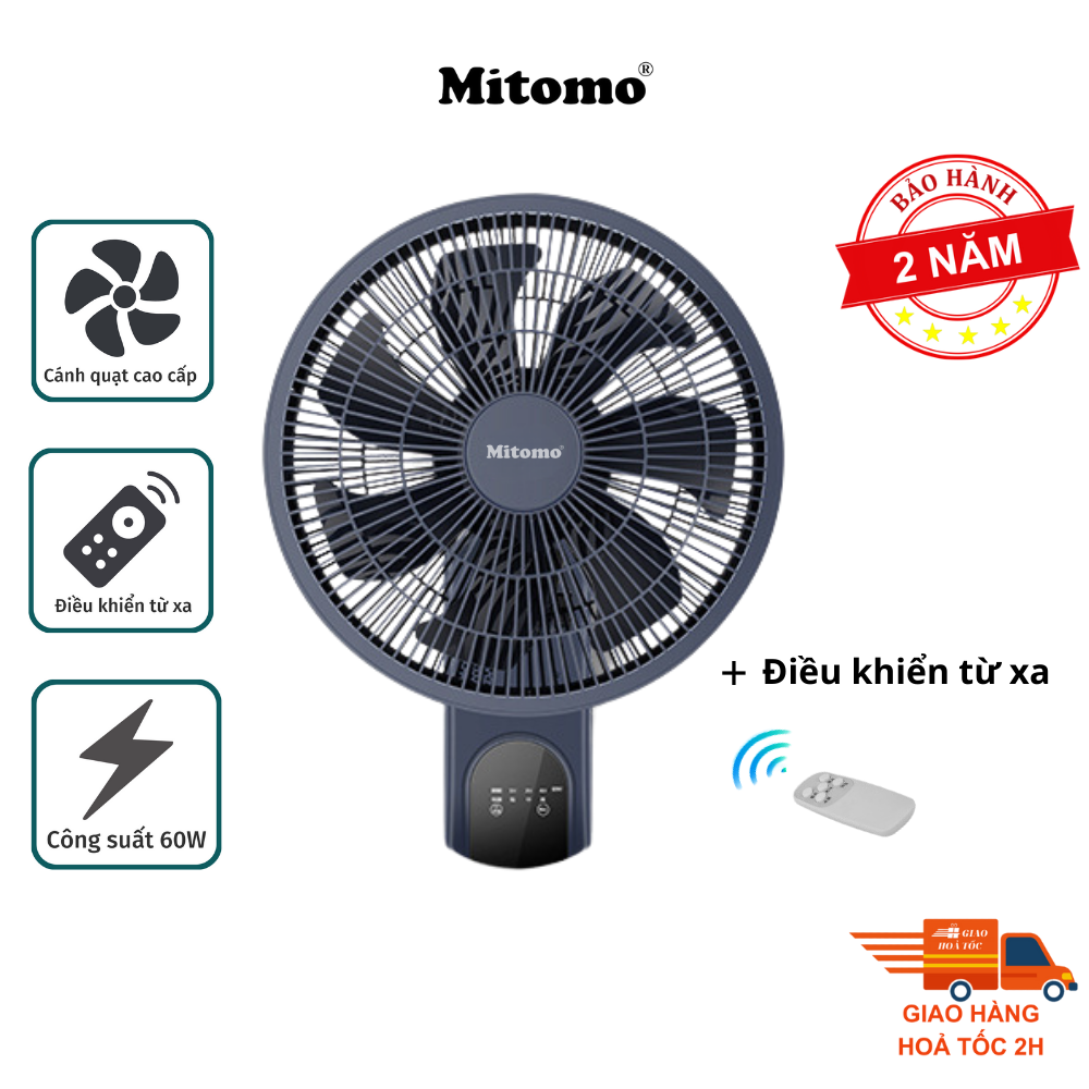 Quạt treo tường dây giật chất lượng cao Mitomo FTT-60HE Bảo hành 2 năm