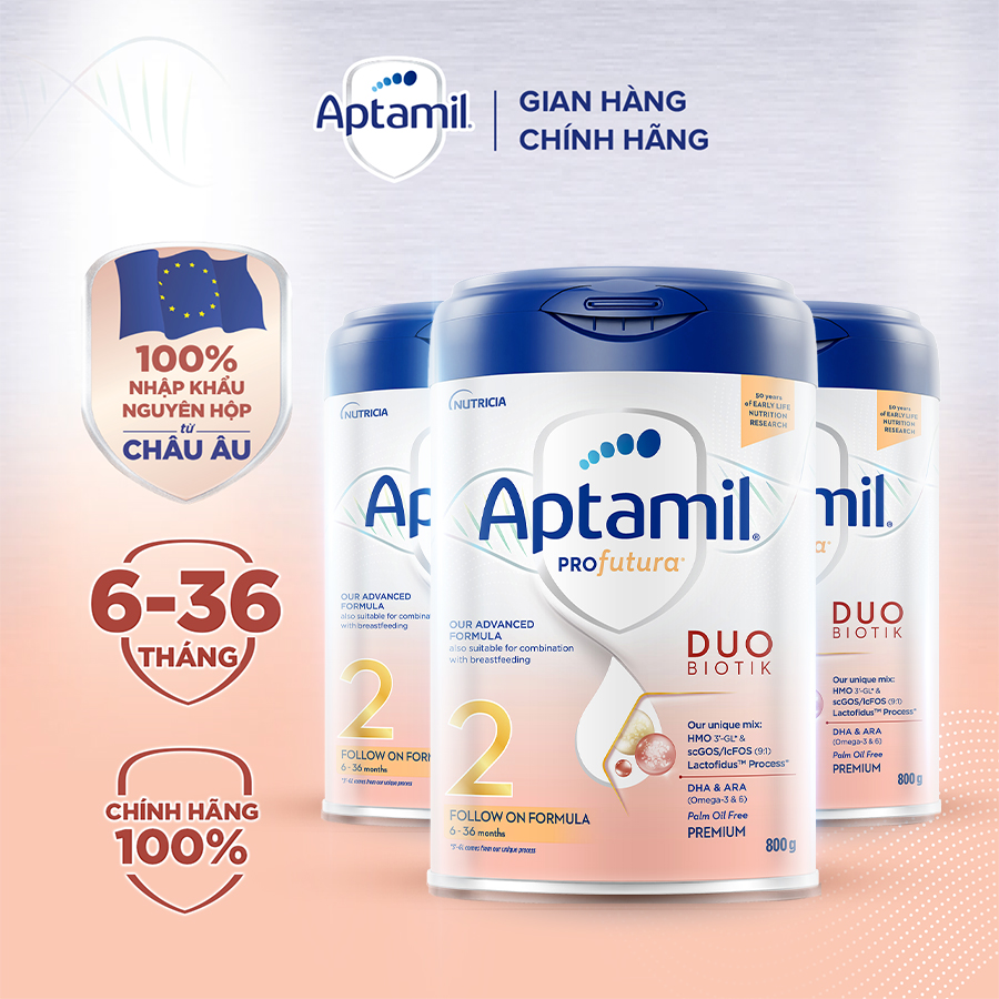 Combo 3 Sữa công thức Aptamil Profutura Duobiotik 2 cho bé 6-36 tháng tuổi