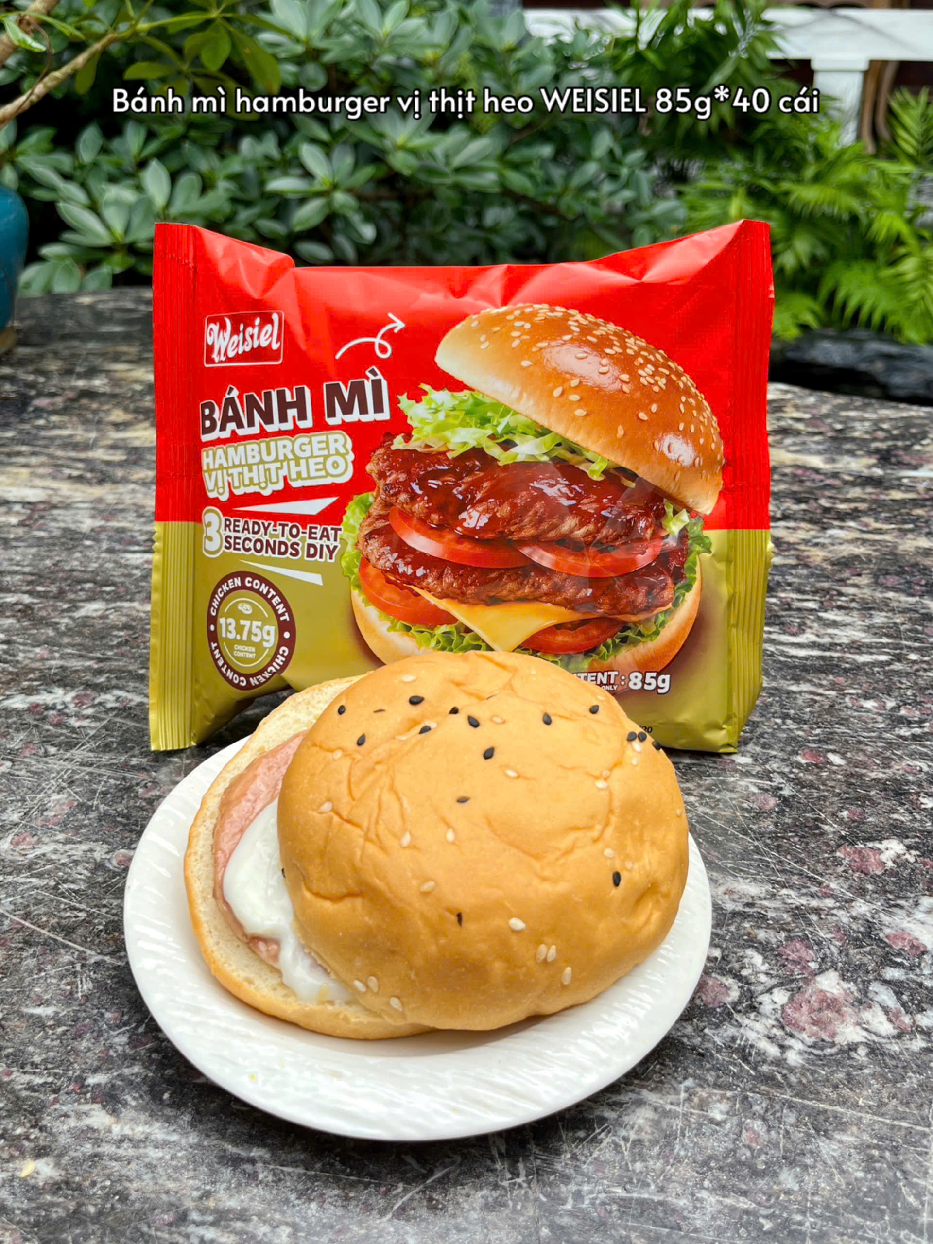 [ COMBO 6 CÁI ] BÁNH HAMBUGER ĂN LIỀN WEISIEL [ VỊ THỊT HEO ] [ COMBO 3 CÁI ] HOT TREND