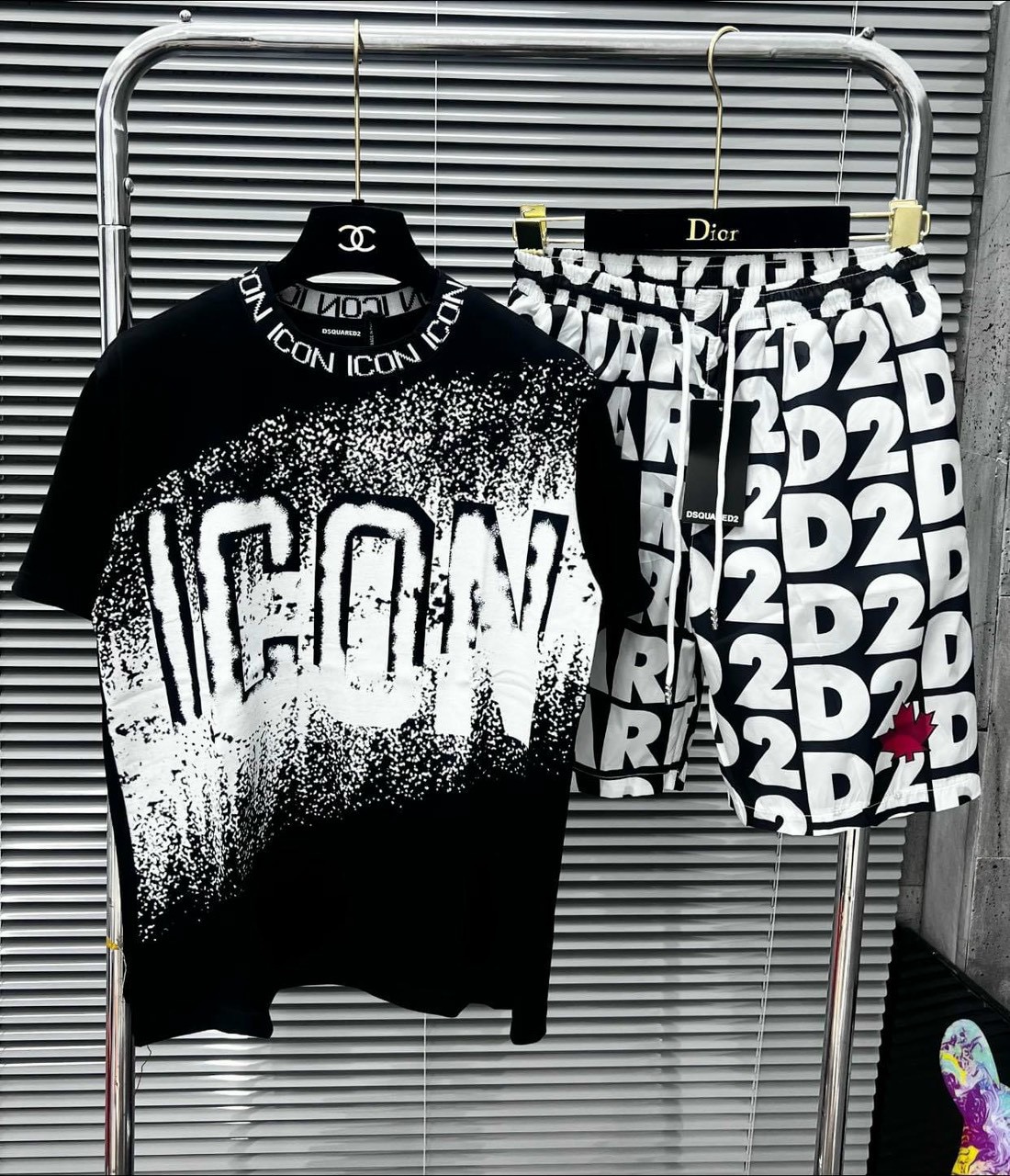 Bộ quần áo nam mùa hè Icon đen, trắng, chất thun lạnh thể thao