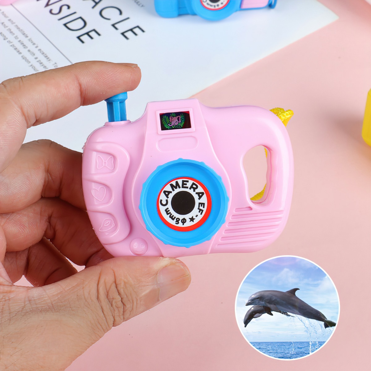 Máy chụp ảnh đồ chơi mini chiếu hình động vật vui nhộn cho bé - LAZYL