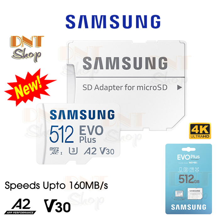 Thẻ nhớ MicroSDXC Samsung EVO Plus 512GB 160MB/s A2 U3 4K New With Adapter V30 2024