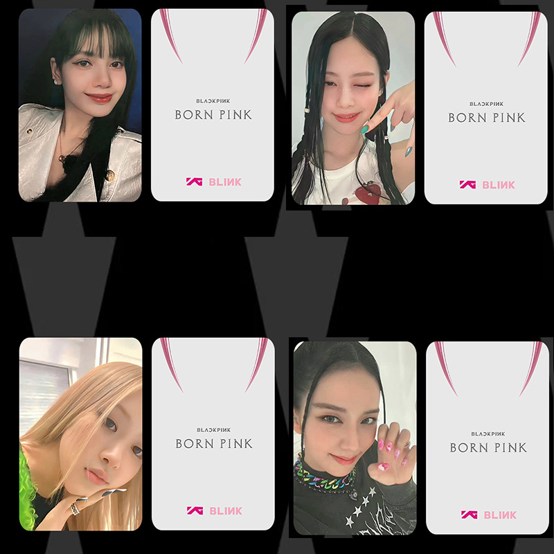 【BLACKPINK】4 cái / Thẻ ảnh BORN PINK shut down LOMO card Thẻ Flash Thẻ hành lý Thẻ Jennie LISA JISOO ROSE