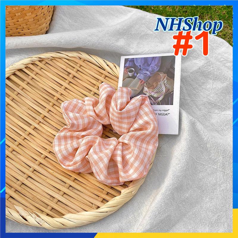 Hcm dây cột tóc nữ caro vải kate xinh xinh scrunchies - nhshop