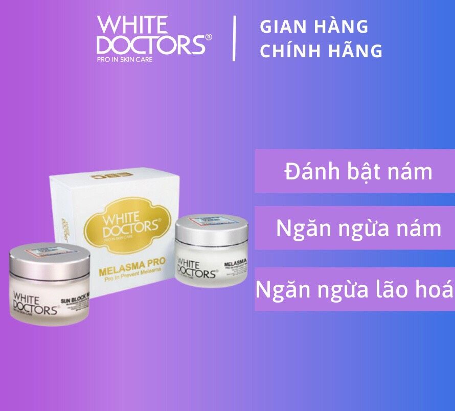 Bộ đôi giảm nám da thể nặng White Doctors - Sun Block Makeup và Melasma Pro