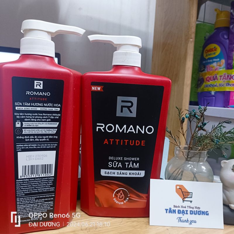 Sữa tắm Romano hương nước hoa nam tính sạch sảng khoái chai 650g
