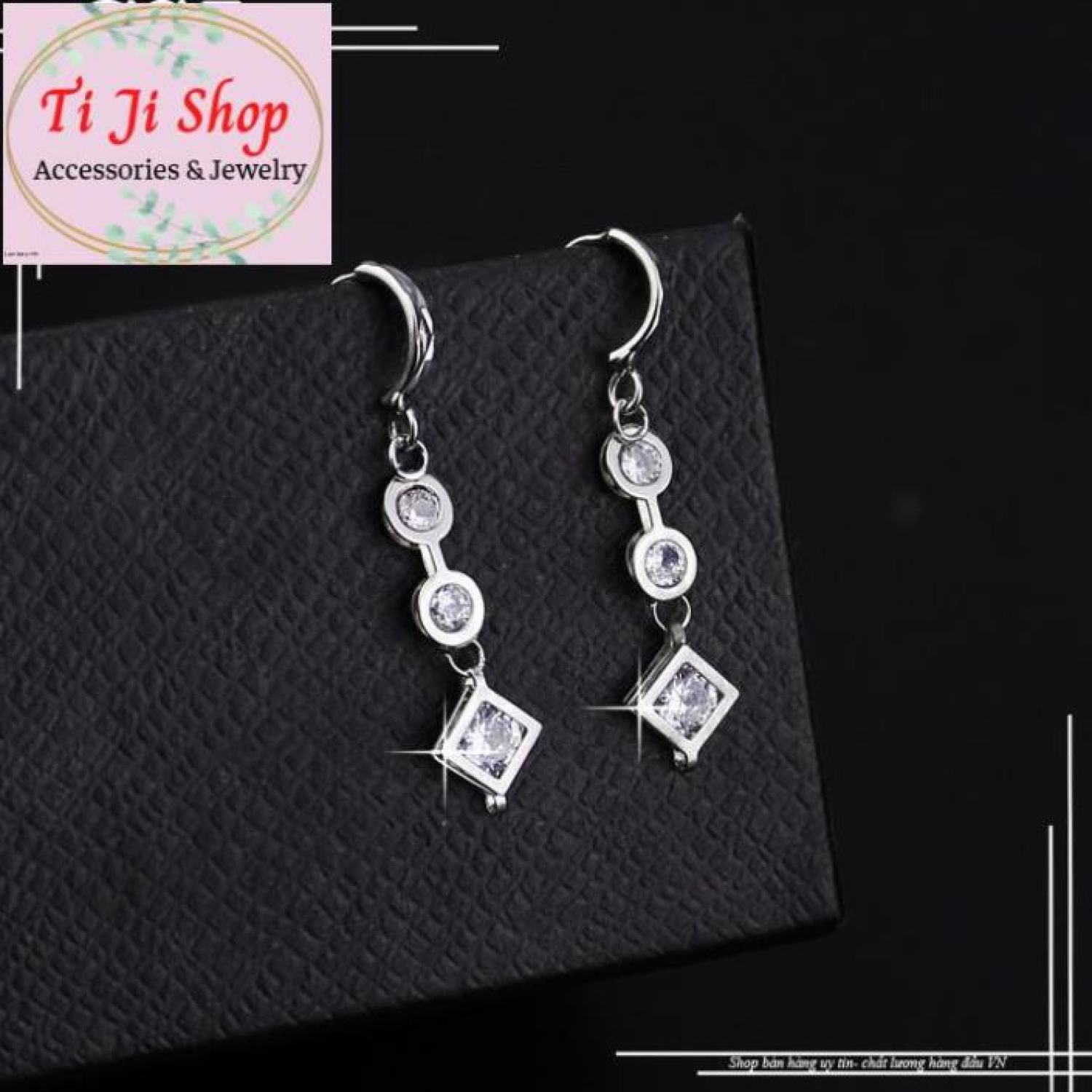 Bông tai nữ inox tòn ten hình tròn, hình thoi đẹp, không đen