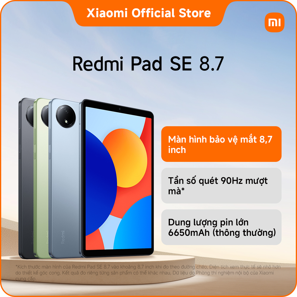 Máy tính bảng REDMI Pad SE 8.7 Wifi (4+64G | 4+128GB | 6+128G ) | LCD 90Hz | MediaTek Helio G85 8 | Pin 6650mAh