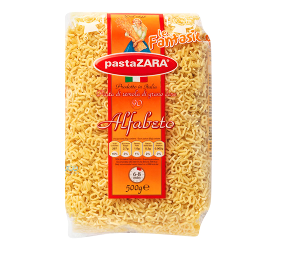 Mỳ nui hình chữ cho bé số 90 hiệu pasta zara 500g