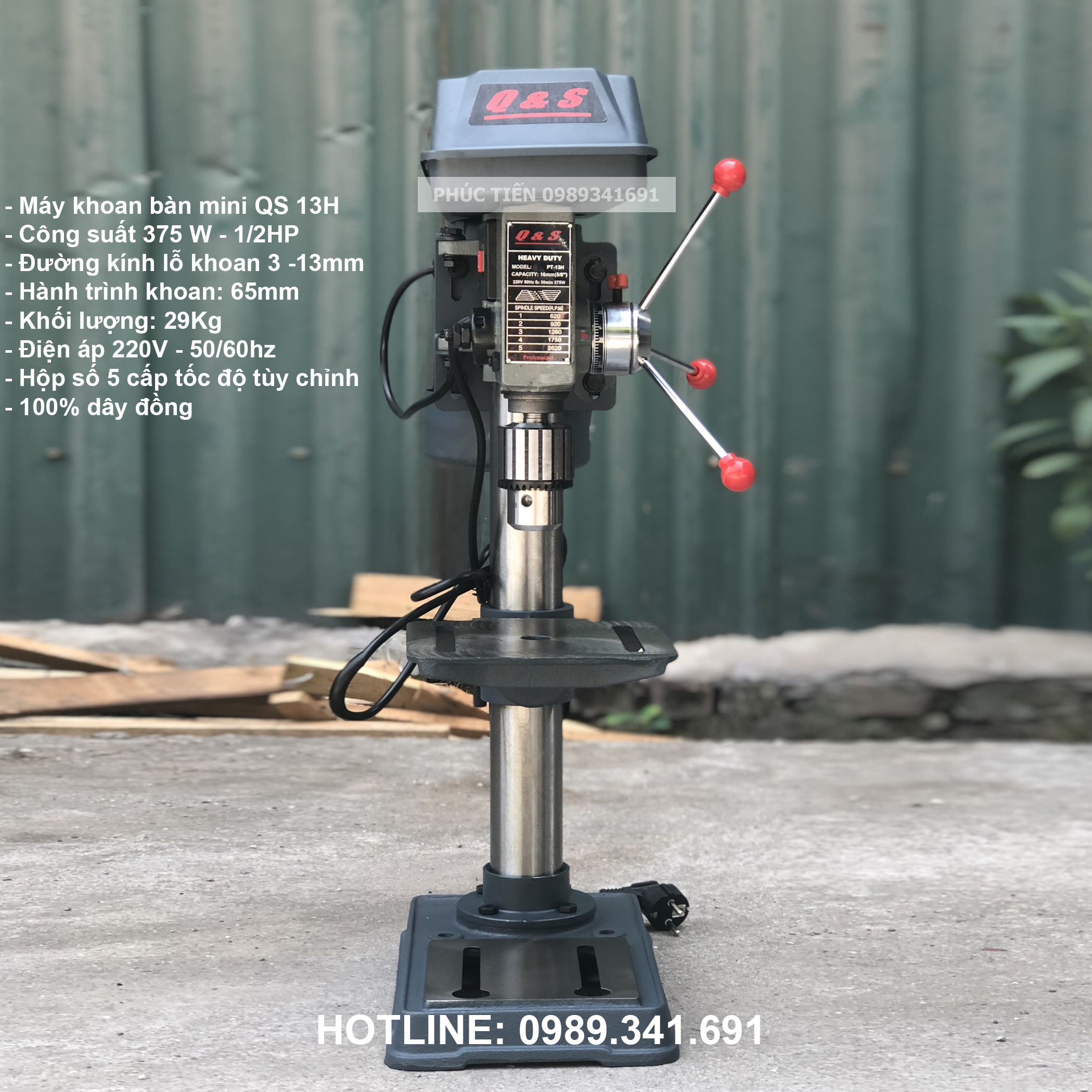 Máy khoan bàn mini Q&S - 13H 1/2HP chĩnh hãng BH 12 tháng