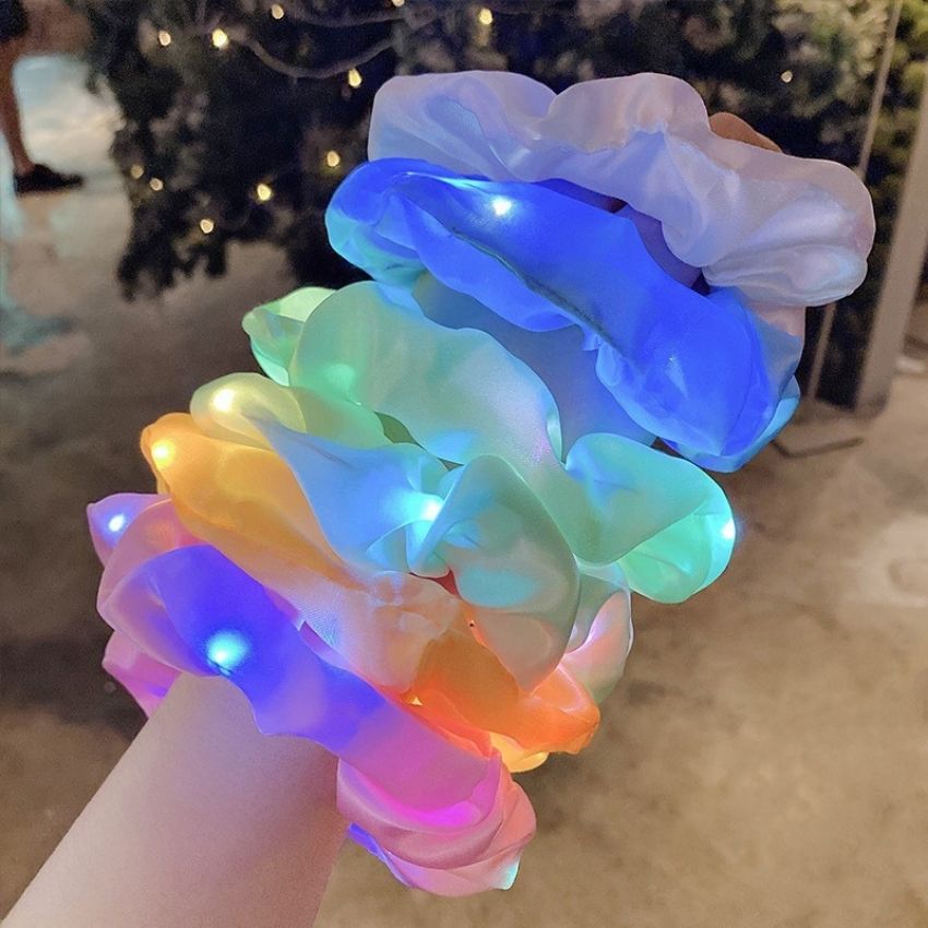 Dây Buộc Tóc Phát Sáng Scrunchies kiểu Hàn Quốc Cute Bằng Vải,Có Đèn Led Phát Sáng Siêu Đẹp