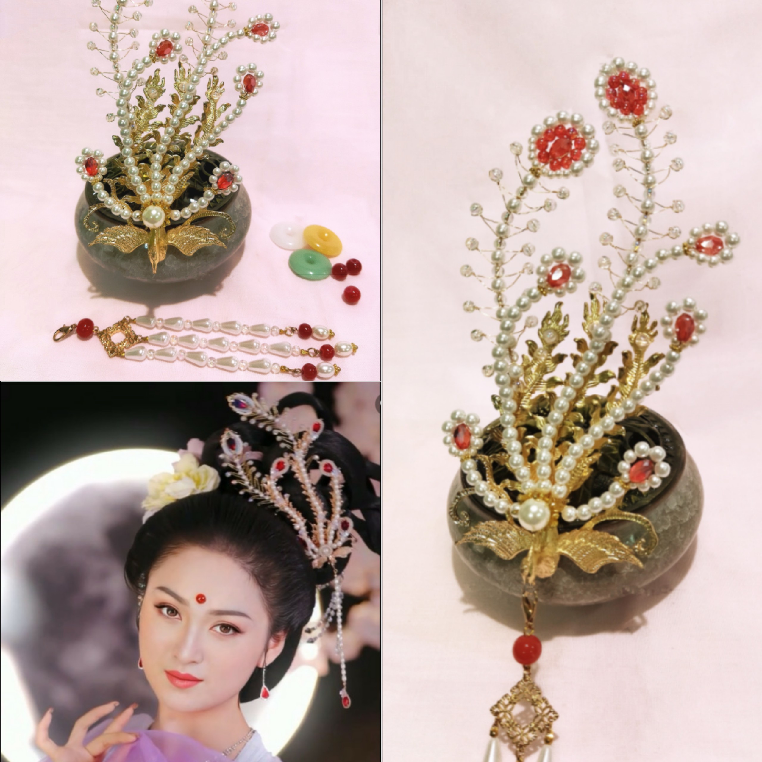 Kim Quan Cài Đầu Cài tóc Cổ Trang Hình Phượng Hoàng