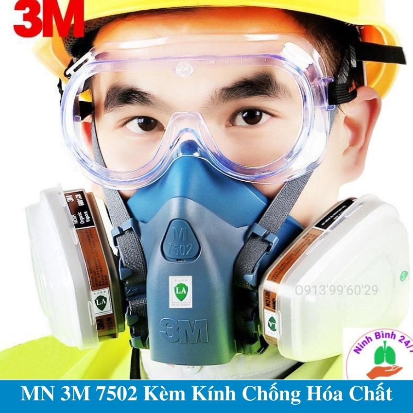 Mặt nạ phòng độc kèm kính 3M 7502 Chuyên dùng phun hóa chất chống độc trừ sâu