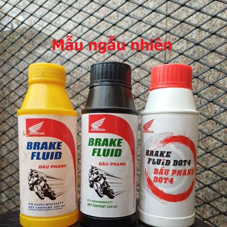 Mẫu ngẫu nhiên- Dầu thắng DOT 4 Honda chai 200ml, Dầu phanh Honda 200ml, thay dầu thắng đĩa chính hãng Honda