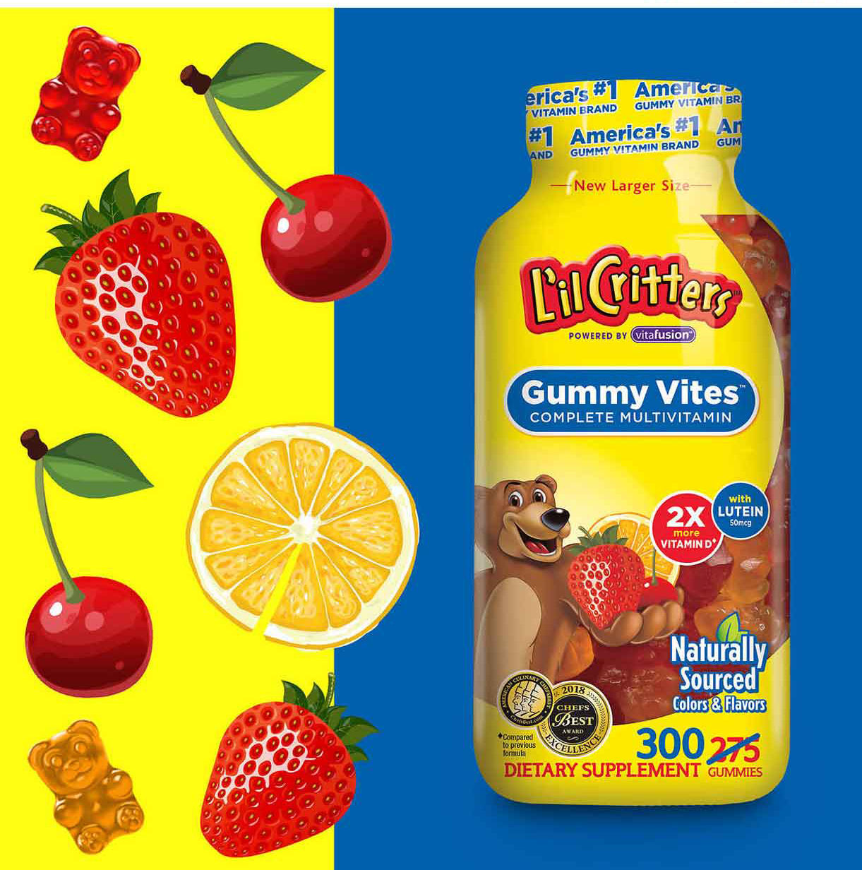 Kẹo dẻo bổ sung vitamin cho bé, giúp bé giảm biếng ăn L'il Critters Gummy Vites Complete Miulvitamin của Vitafusion Mỹ hộp 300 viên 