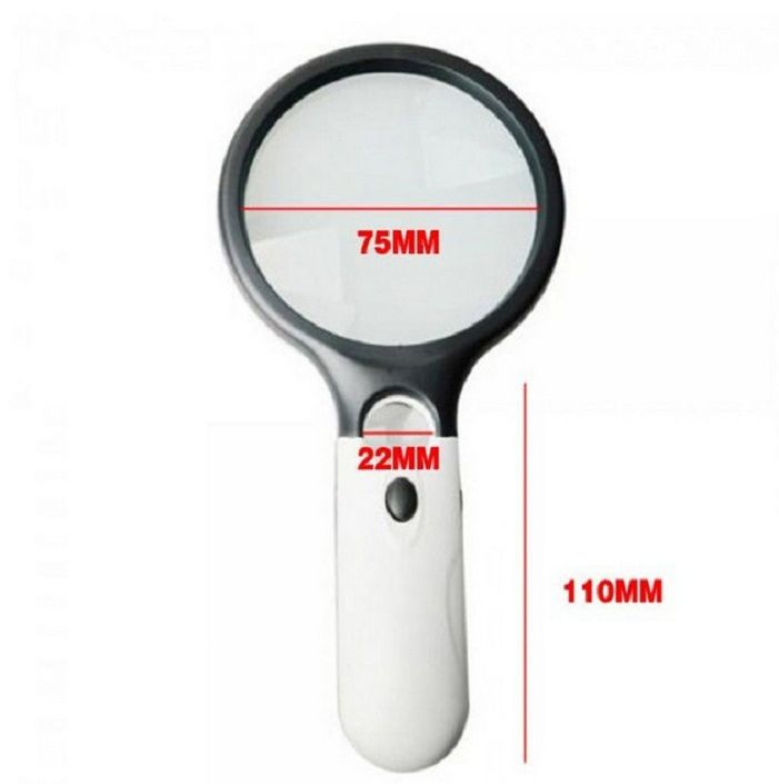 TẶNG KÈM PIN. KÍNH LÚP CẦM TAY NHỎ LOẠI 75mm CÓ ĐÈN LED, thích hợp học sinh, người lớn tuổi đọc sách.000234