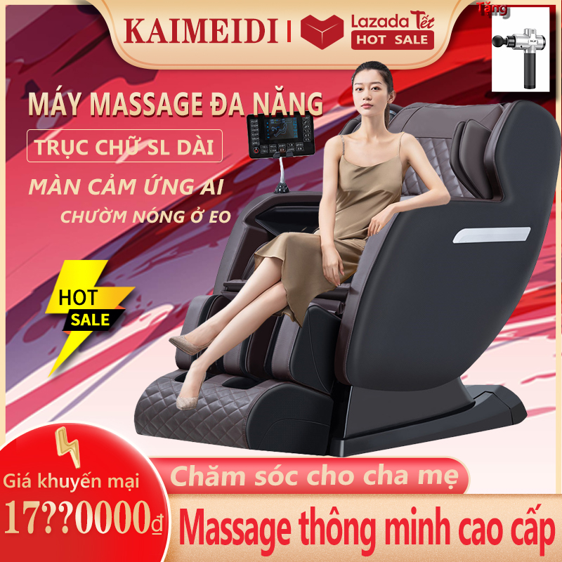 [HCM][Trả góp 0%] Ghế massage máy mát xa KAIMEIDI KM-Q9SL đa năng thông minh túi khí đầu mát xa cơ học 3D trục ghế SL (Màu đen phối vàng kim)