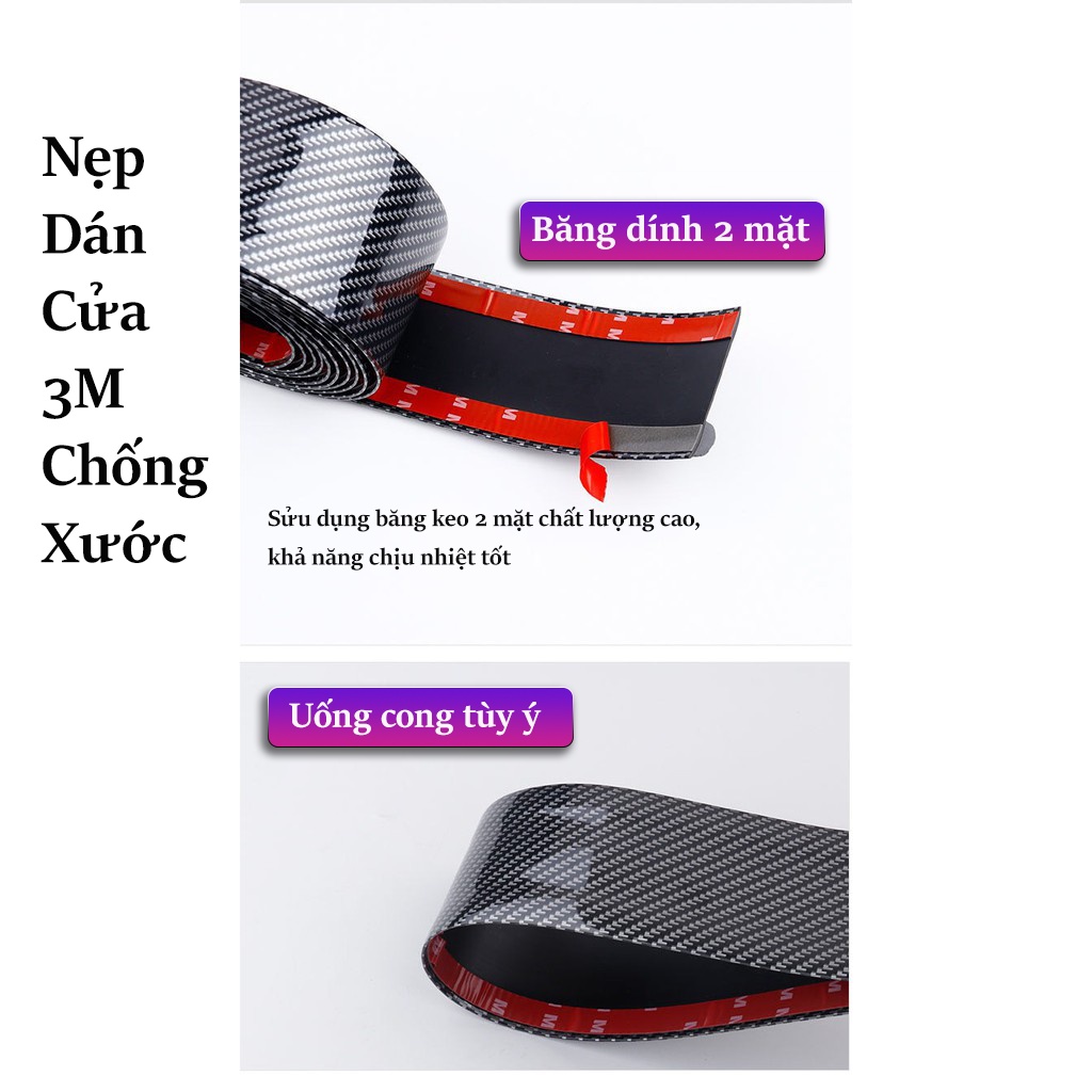 Nẹp dán cửa 3m – nép dán chống xước – nẹp dán 3m vân cacbon – mvn auto