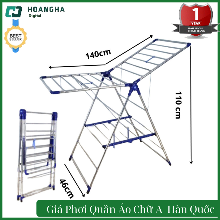 Giá Phơi Quần Áo Chữ A Kiểu dáng Hàn Quốc, Inox cao cấp, Dễ dàng gấp gọn di chuyển,  Giá treo quần áo, giá treo đồ, giá phơi quần áo thông minh gấp gọn, kệ treo đồ, giàn phơi trong nhà