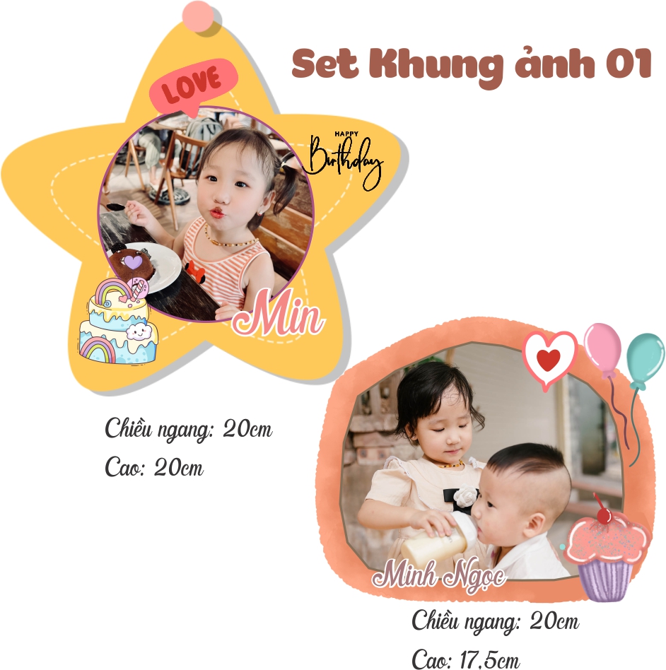 Khung ảnh để bàn handmade - kèm in ảnh theo yêu cầu- kích thước phổ thông 20x20cm