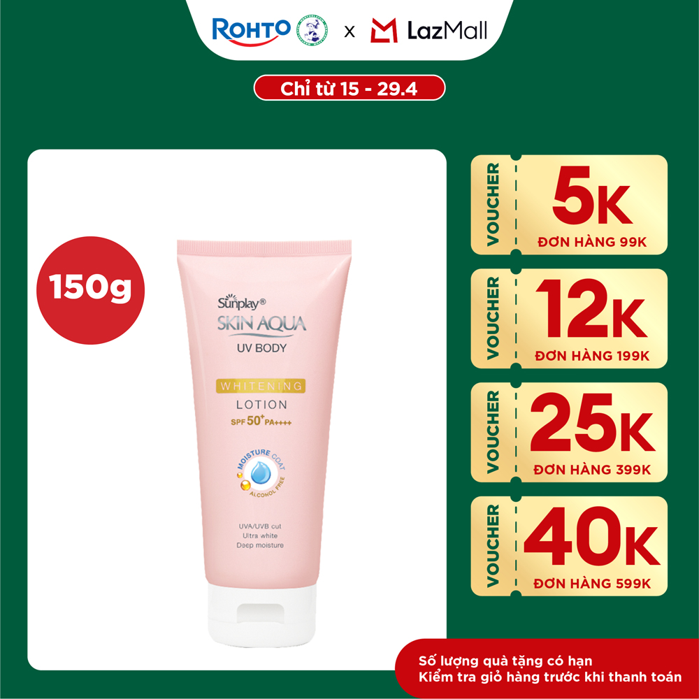 Kem chống nắng body Skin Aqua dưỡng trắng dùng hàng ngày Sunplay Skin Aqua UV Body Whitening Lotion SPF 50+ PA++++ 150g