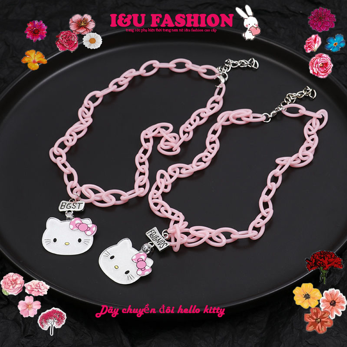Dây chuyền vòng cổ đôi cặp BEST FRIENDS chú mèo hoạt hình siêu dễ thương dây to bản nổi bật độc đáo thời trang cá tính nam nữ ấn tượng mới lạ VC-87