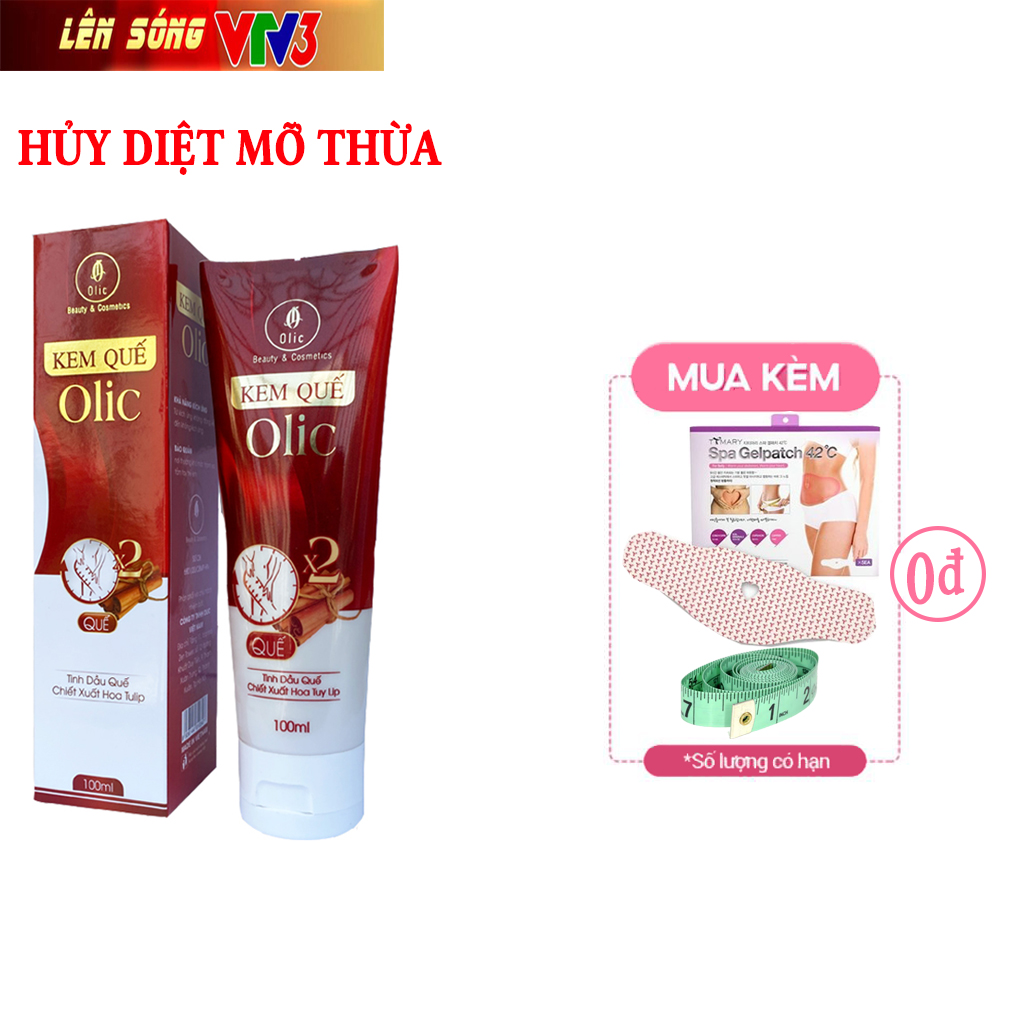 Gel săn chắc quế olic - Kem tan mỡ olic- Kem hủy mỡ giảm eo cấp tốc tặng kèm đai nịt bụng và thước date xa