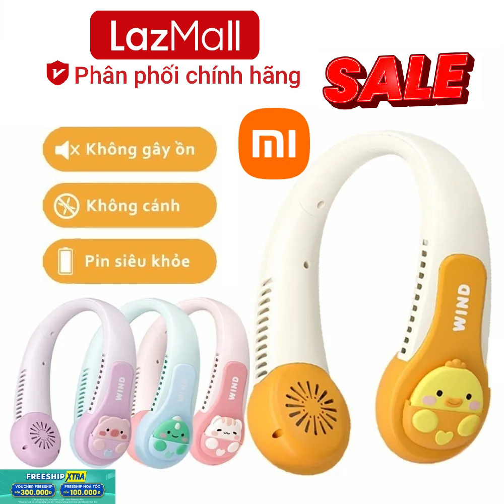 LazMall Xiaomi Mi Việt Sale 50% Hàng Hiệu Siêu Sale Quạt Công Nghệ Xiaomi [Hàng Tích Điện] Quạt Đeo Cổ Mini Không Cánh Hình Thú 3D FREE SHIP Quạt Mini Cho Người Lớn/Bé 3 Cấp Độ Gió Quạt Đeo Cổ Mini Không Cánh