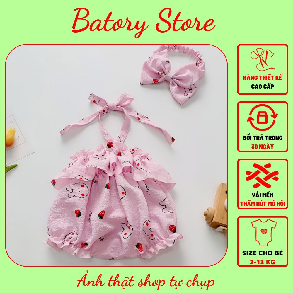 [𝗕𝗲𝘀𝘁 𝗦𝗲𝗹𝗹𝗲𝗿] Set Váy Đầm Yếm Màu Hồng Hoa Nhí Cho Bé Gái Từ 4-30 kg Thích hợp đi chơi đi tiệc, Quà tặng Thôi nôi Sinh nhật Đầy tháng BATORY STORE Cửa hàng quần áo trẻ em