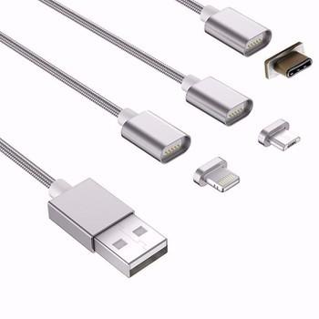 Cáp sạc nam châm 3 cổng - micro usb - lightning - type c