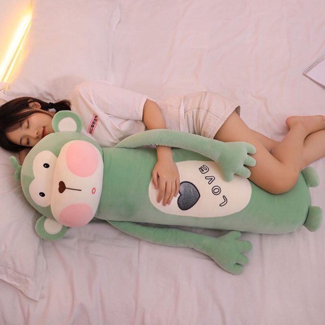 Gối Ôm Gấu Bông Cho Bé Hình Thú 110cm- Khỉ Xanh