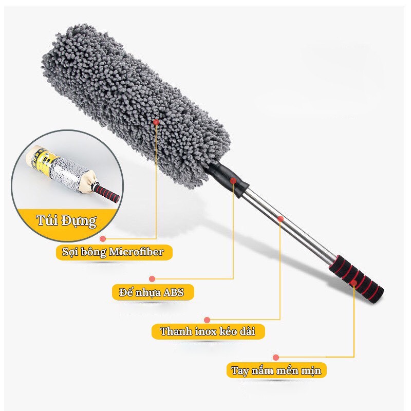 Chổi nano lau bụi xe ô tô đa năng - Điều chỉnh độ dài