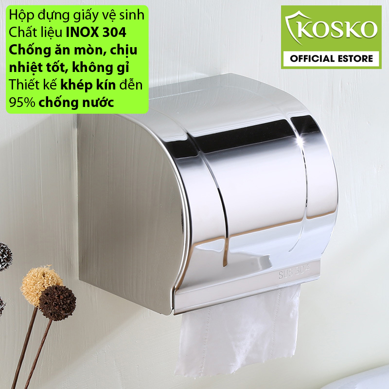Hộp đựng giấy vệ sinh inox 304 KOSKO gắn tường cao cấp, chống ướt giấy không hoen gỉ trong môi trường chất tẩy rửa