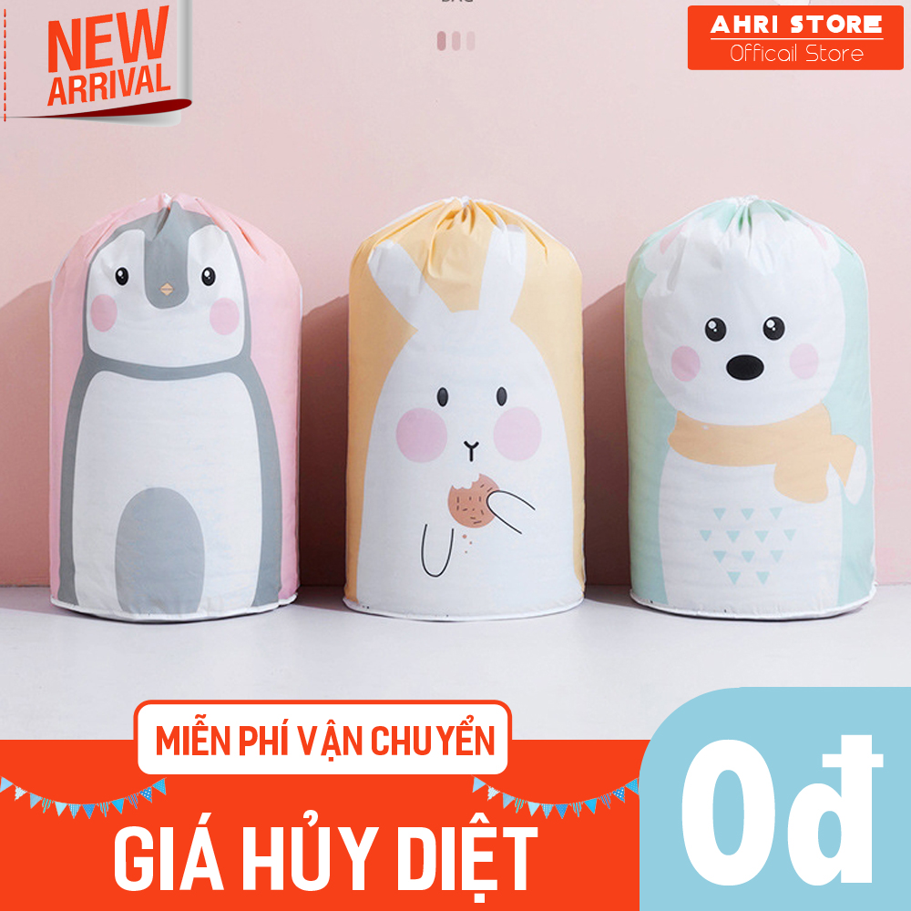 Túi đựng chăn màn, quần áo kèm dây rút size cực đại chống ẩm, chống nấm mốc hình thỏ, gấu, cánh cụt 50.TDQA3.AHRLiL