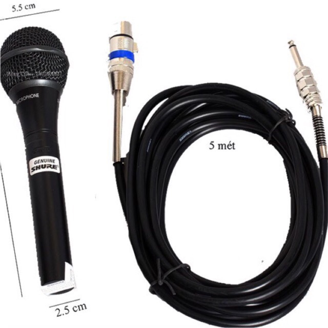 Micro có dây karaoke shure sm-959 full box tặng kèm bao da
