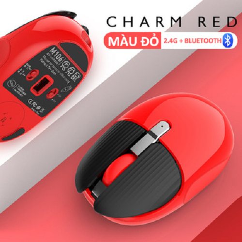 Chuột FMOUSE không dây M106 kết nối bằng Bluetooth và chip 2.4G siêu tiết kiệm pin, màu sắc cá tính thiết kế nhỏ gọn