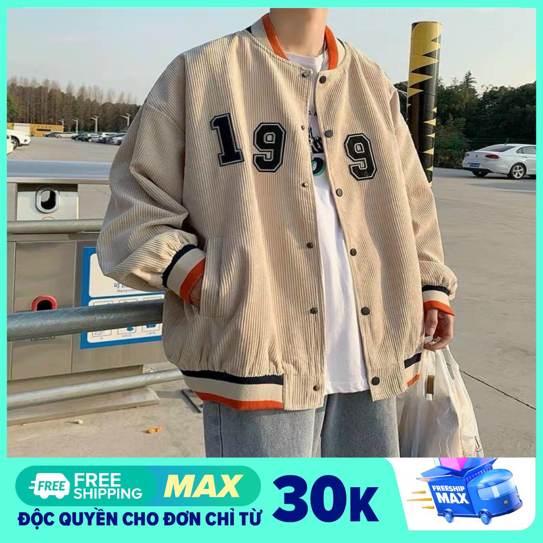 Áo khoác bomber nhung nữ nam thêu 199 form rộng - áo khoác bomber nữ tp500