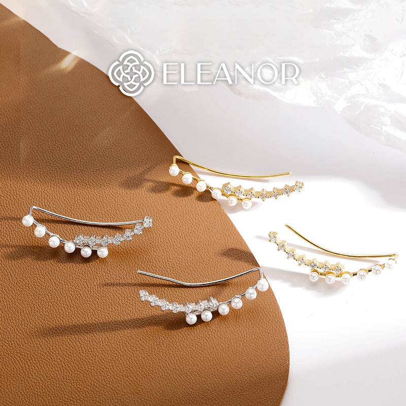 Bông tai nữ chuôi bạc 925 Eleanor Accessories khuyên tai hình tròn và hình hoa đính đá phụ kiện trang sức 5778