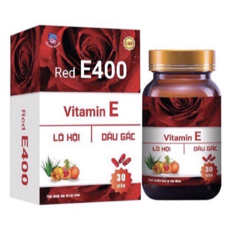 Vitamin E đỏ- Red E400 kết hợp lô hội,dầu gấc, tinh dầu hoa anh thảo giúp làm đẹp da, giảm nám,tàn nhang