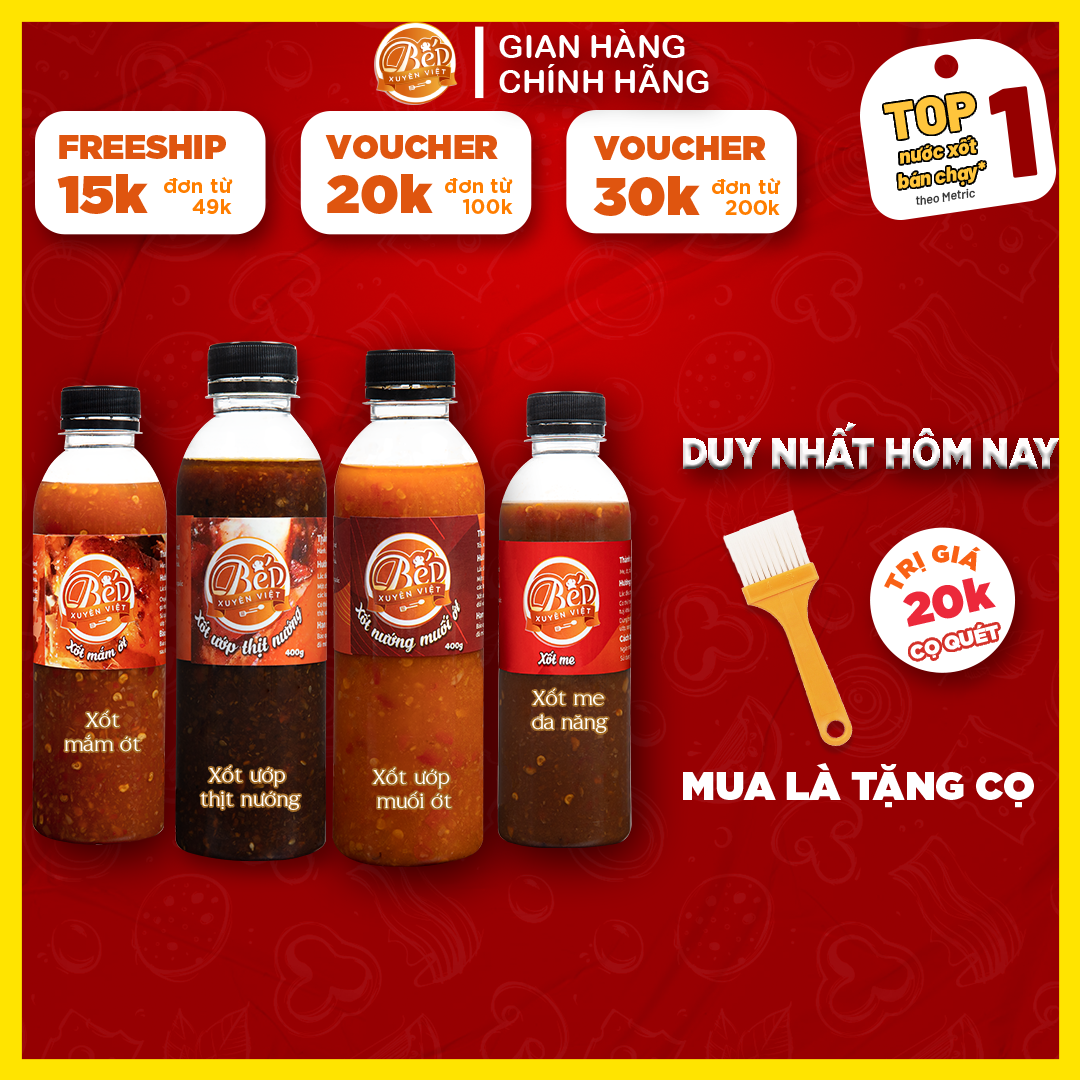 Combo bữa ăn sum vầy chỉ từ 5 phút - sốt ướp thịt nướng bbq 400g, nướng muối ớt 400g, mắm ớt 400g, sốt me 400g