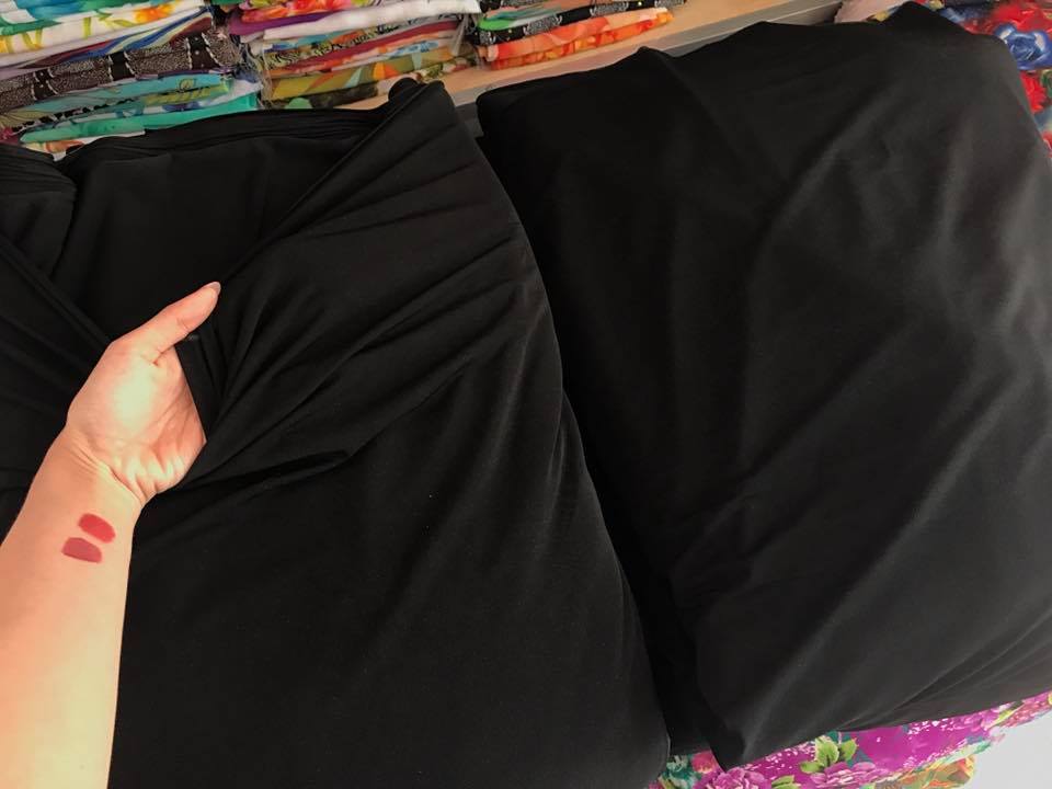 Vải thun  cotton đen co giãn 2c và 4c, lên đồ cho bé và mẹ