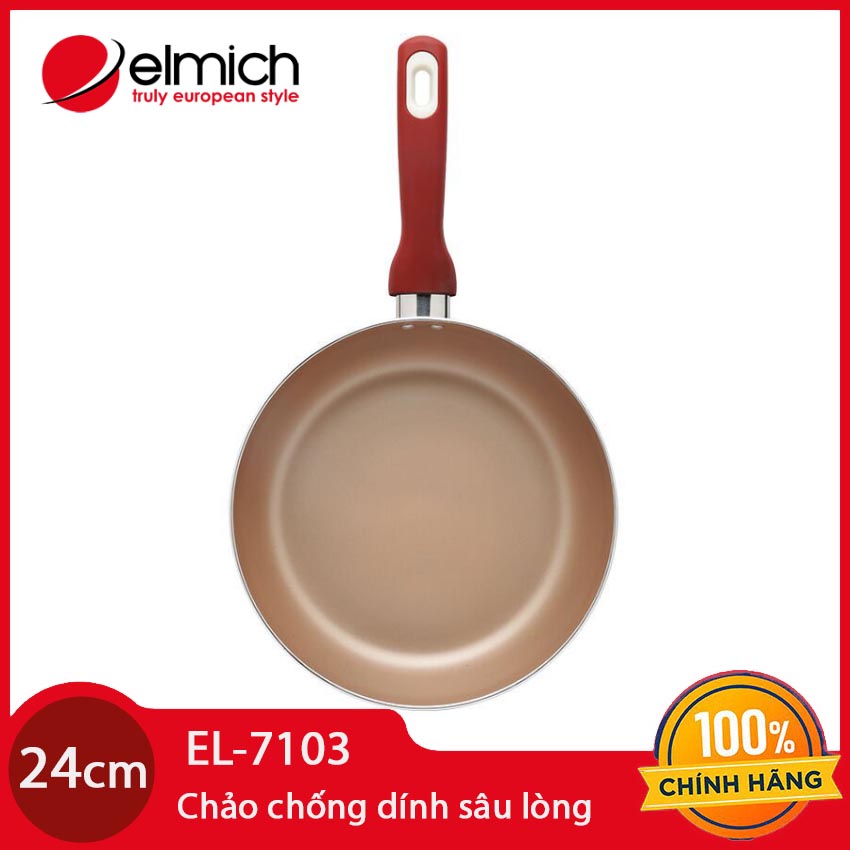 Chảo Chống Dính Sâu Lòng Cao Cấp Đáy Từ Elmich EL7103 -đương kính 24cm Hàng Chính Hãng