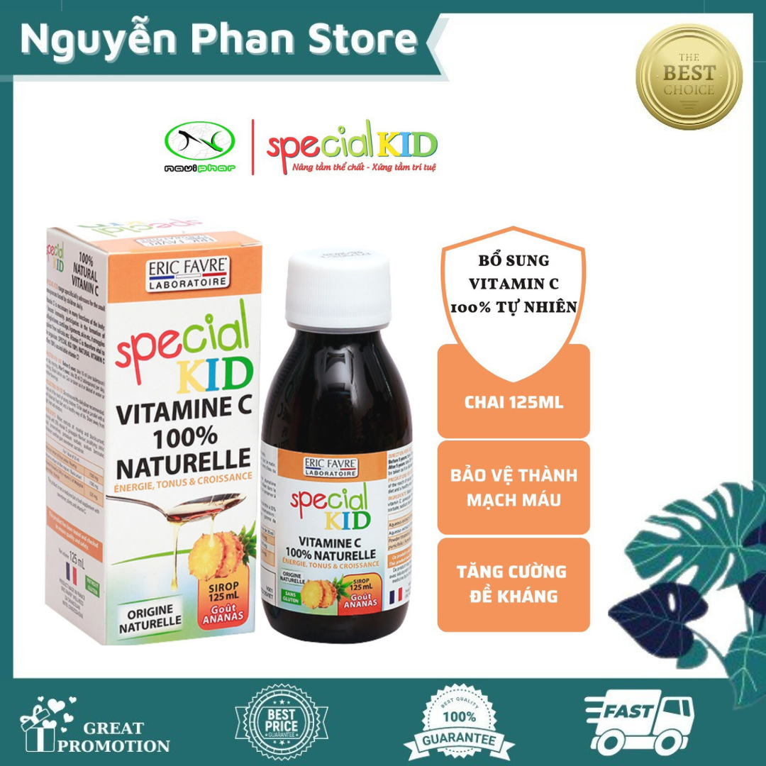 Siro bổ sung vitamine c hữu cơ tự nhiên, tăng cường sức đề kháng - special kid vitamine c 100% naturelle - 125ml
