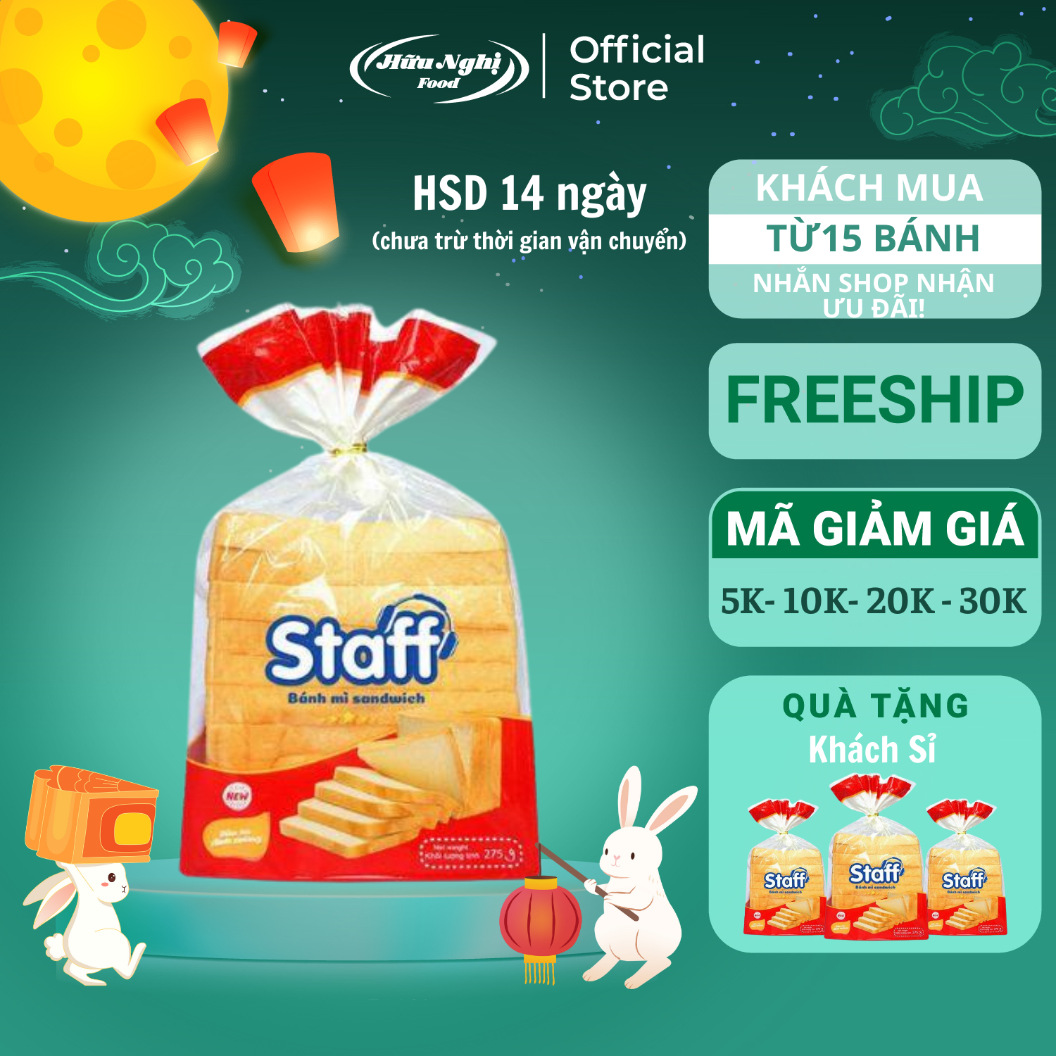 Bánh mì sandwich staff lát 275g - date 14 ngày